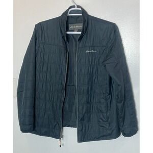 Eddie Bauer Puffer‎ Jacket Coat Men Large Dark Green Full Zip Packable
